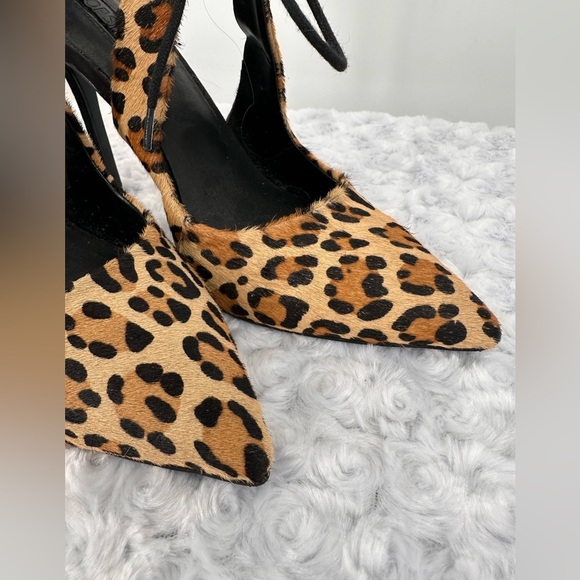 NWOT TopShop Cow Hide Leopard Print Tie Front Stilettos - Picture 4 of 7